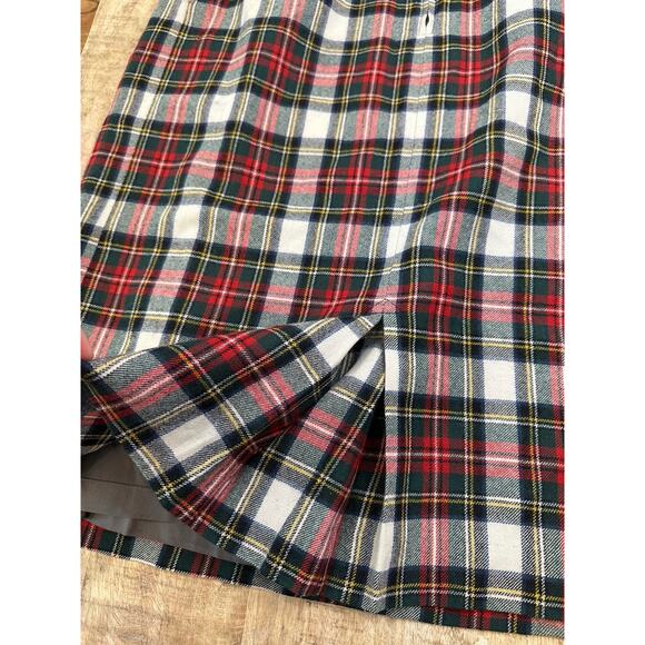 VTG Woolmark 100% Pure Wool Red Plaid Long Skirt W/slit lWomen's Sz 4-6 Winter - Picture 7 of 9